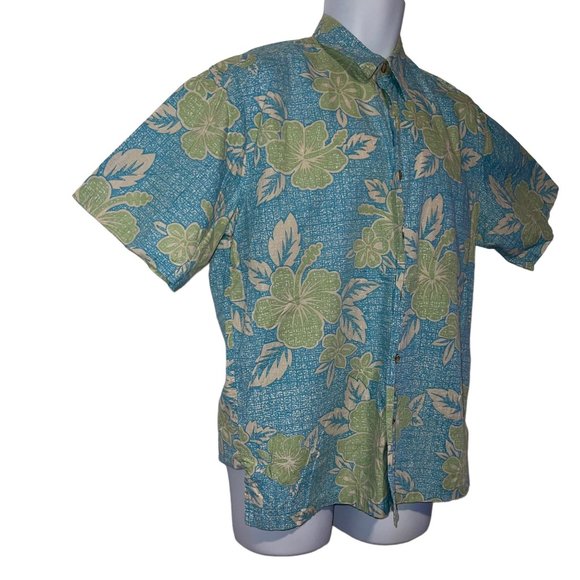 Vintage Retro Cooke Street Hawaiian Shirt Mens M Plumeria Aloha Vacation Blue - Picture 4 of 10